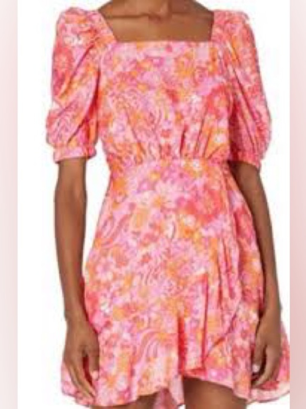 Ted Baker London Bertha Square Neck Dress - Coral Flowers